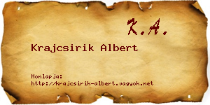 Krajcsirik Albert névjegykártya